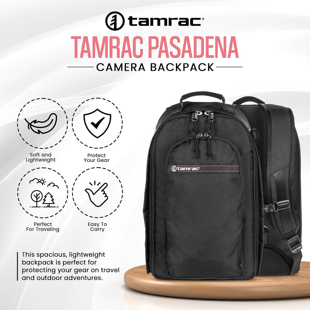 Tamrac Pasadena Camera Backpack for Photographers, DSLR Camera Bag with Laptop Compartment, Professional Photography Backpack, Camera Bag with Tripod Holder System, Travel Camera Carrying Case – Black
