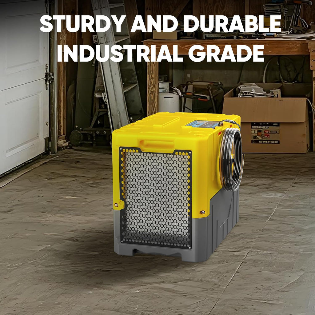 190Pints High Efficiency Commercial Dehumidifier for Basements-6000 Sq.Ft. Industrial Grade Dehumidifiers with Pump & Drain Hose for Crawl Spaces Water Damage Restoration-Yellow-1PC