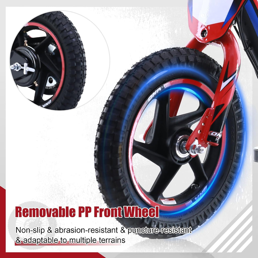 KOZRUNS Electric Dirt Bike for Kids 3-6, 170W Racing Experience Lightweight Motorcycle, New Aluminum Frame with 2 Power Modes, 24V Detachable Battery, 12 Inch Knobby Tires