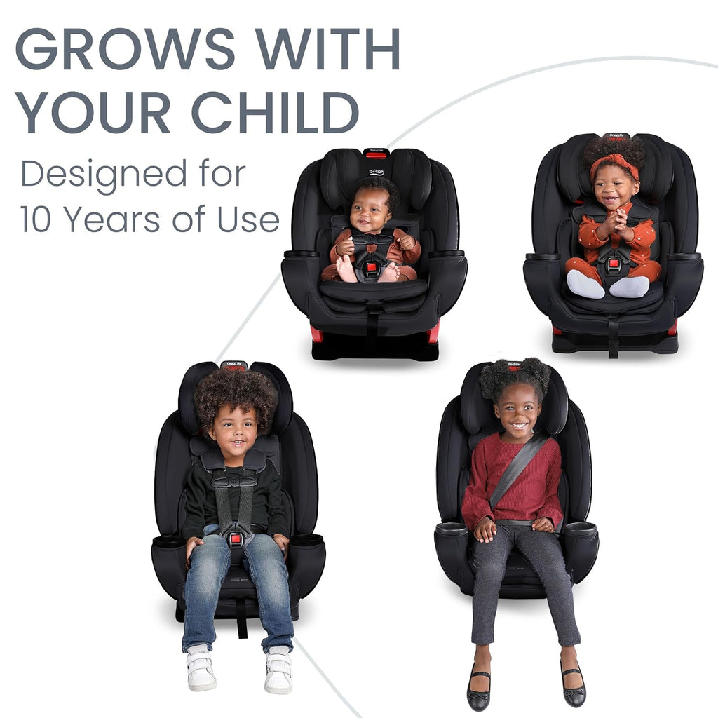 Britax One4Life All-in-One Car Seat, 10 Years of Use from 5 to 120 Pounds, Converts from Rear-Facing Infant Car Seat to Forward-Facing Booster Seat, Machine-Washable Fabric, Graphite Onyx