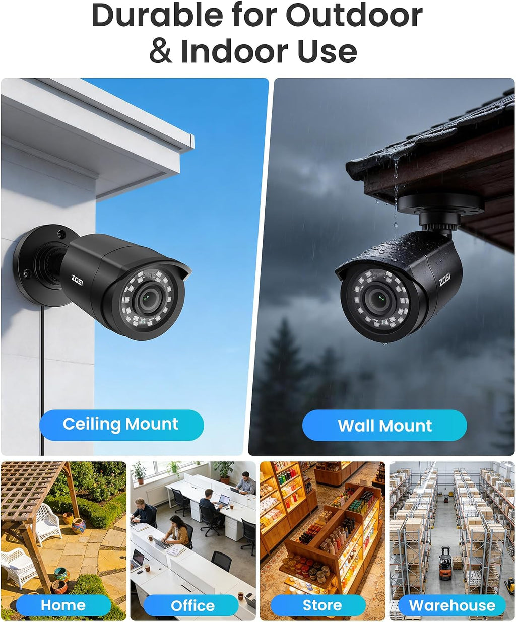 ZOSI 3K Lite 16 Channel Security Camera System Outdoor,AI Human Vehicle Detection,Night Vision,12pcs 2MP Weatherproof Surveillance Camera,H.265+ 16CH 1080P CCTV DVR with 2TB HDD for 24/7 Recording