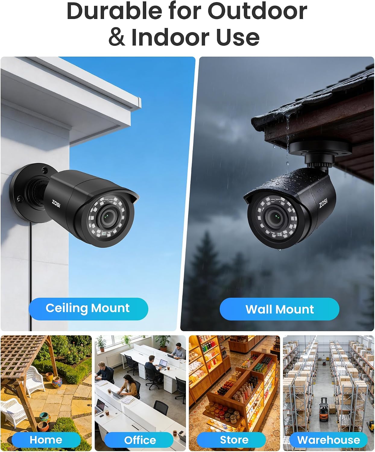 ZOSI 8CH 3K Lite Wired Security Camera System with AI Human Vehicle Detection, 8pcs 1080p Outdoor Indoor Surveillance Cameras, H.265+ 8-Channel CCTV DVR, NO Monthly Fee, Remote Access, NO Hard Drive