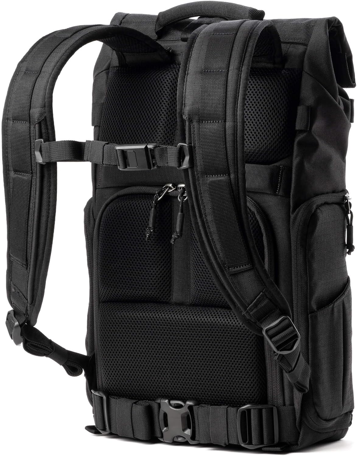 Think Tank FocusPoint 22L RollTop Camera Backpack - Asphalt Black: Expandable Travel & Camera Backpack with Laptop Sleeve, Quick Side and Back Access, Rain Cover – Versatile Photography & Travel Bag