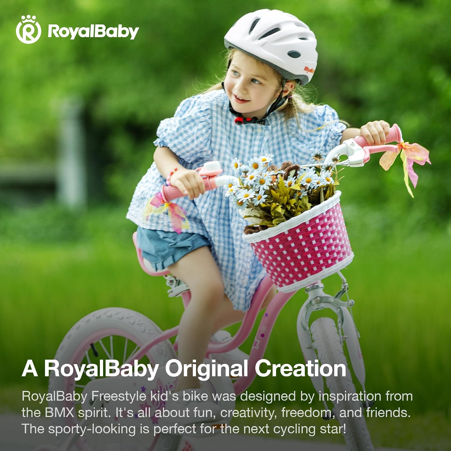 RoyalBaby Girls Bike with Training Wheels, Stargirl Kids Bicycle 14 Inch Toddlers to Big Kids 3-5 Years, Star Pink