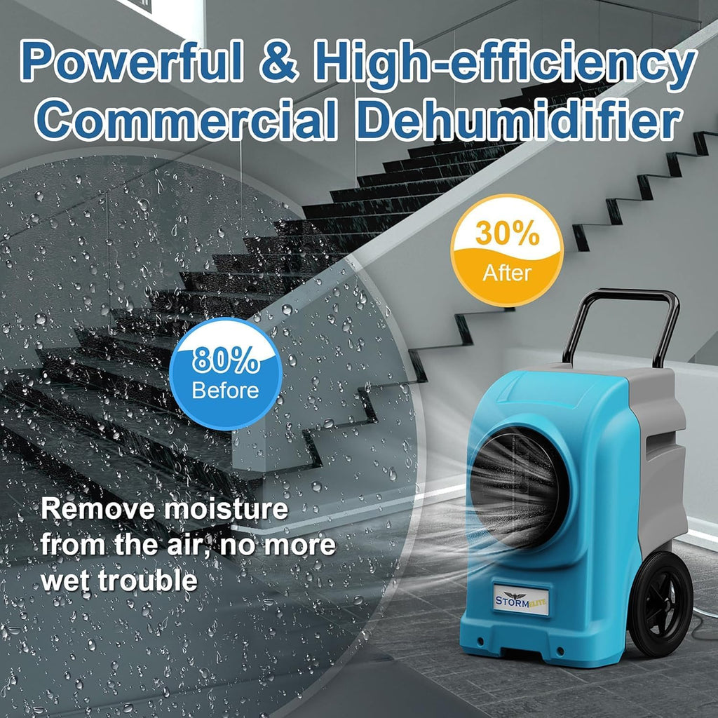 ALORAIR LGR Commercial Dehumidifier with Pump & Drain Hose, Portable Industrial Dehumidifiers with Wheels for Water Damage Restore, Basement, Garage, 5 Years Warranty