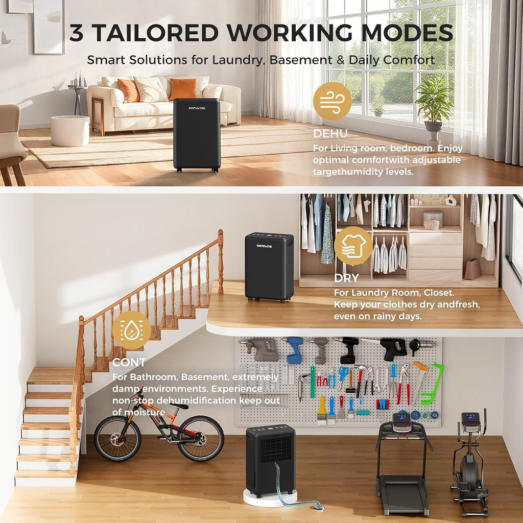 2000 Sq.Ft Dehumidifier for Basement, 30 Pints Dehumidifiers for Home with Drain Hose, 0.52 Gal Water Tank, Intelligent Humidity Control Auto Shut Off for Bathroom, Laundry, RV, Office