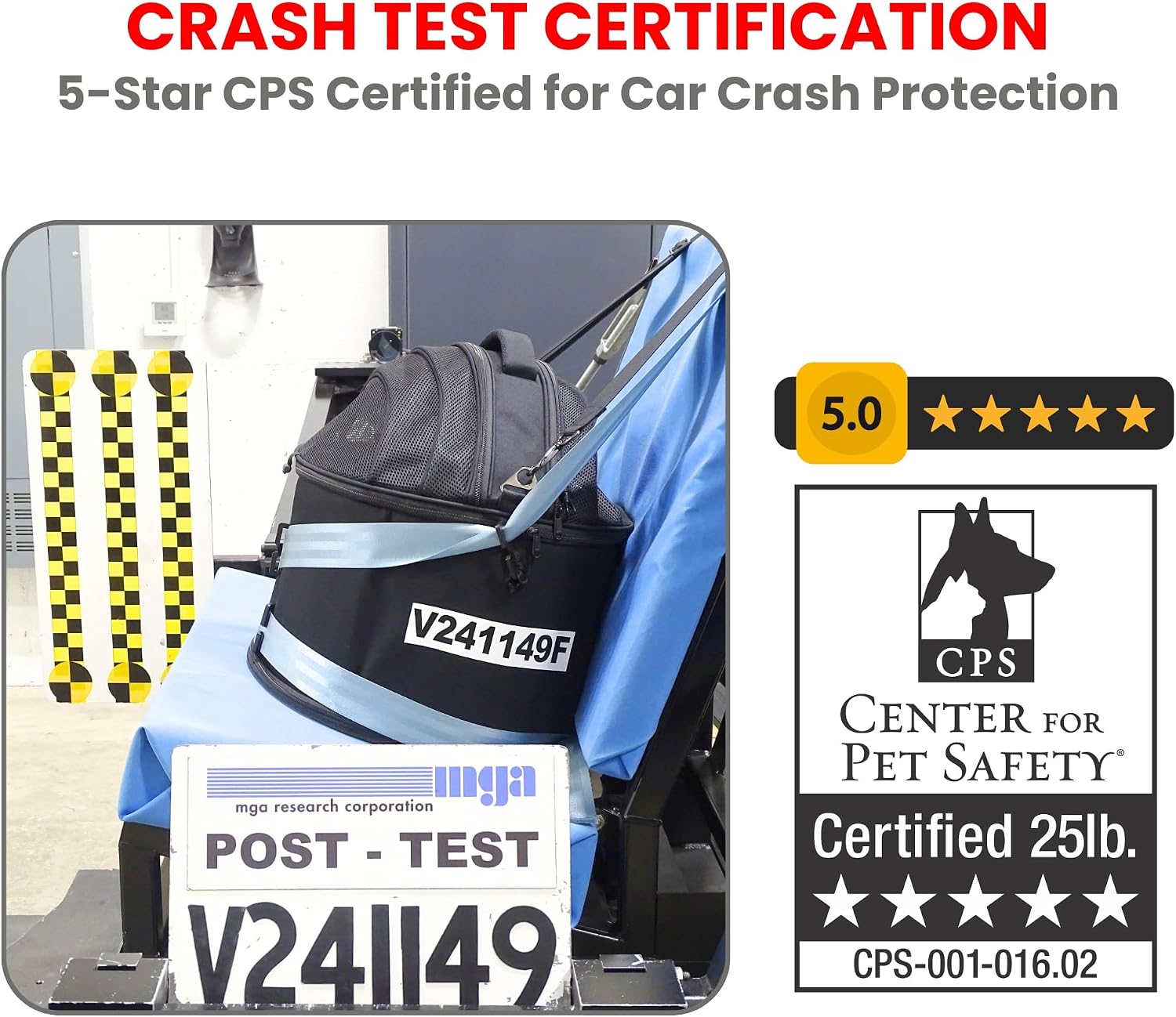 Crash-Tested Portable Small Dog Car Seat & Cat Carrier – CPS Certified for Crash Protection & Safe Pet Travel.