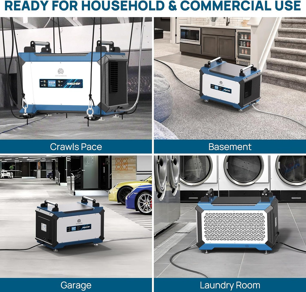 ARGENDON Crawl Spaces Dehumidifier with Pump and Drain Hose, 145 Pint Commercial Dehumidifier for Basement, Large Spaces, Auto Defrost, Compact, 5 Years Limited Warranty