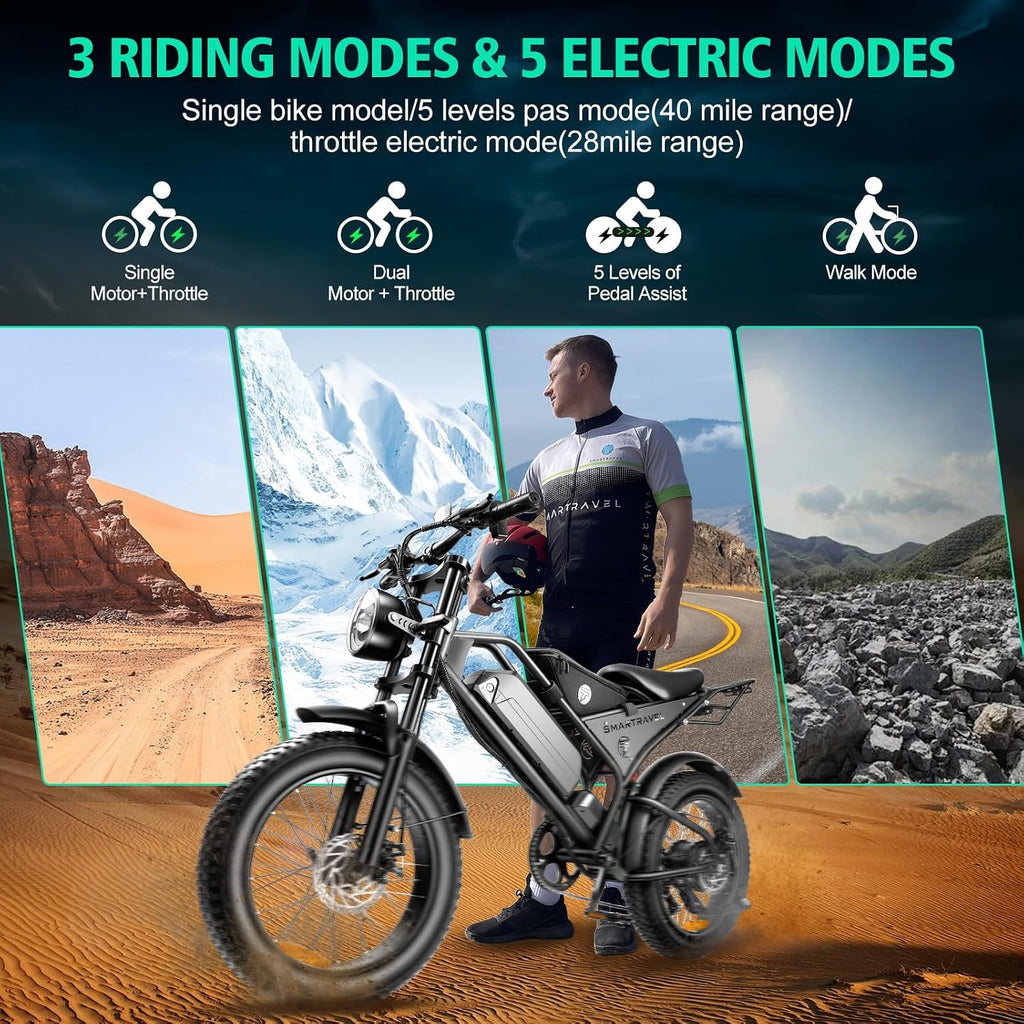 Electric Bike for Adults, 20' 24' 26' 1000W 1500W 2000W Peak Motor, 48V 36V 10AH 13AH Ebike, 30-45Miles 22-25MPH Electric Bicycles, 7-Speed ebikes for Adults