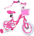 bicystar Girls Bike for Toddlers Ages 2-5 Years, 12 14 16 Inch Princess Kids Bike with Training Wheels, Sparkling Frame, Basket, Streamers, Pink Pedal Bicycle, Birthday Gift