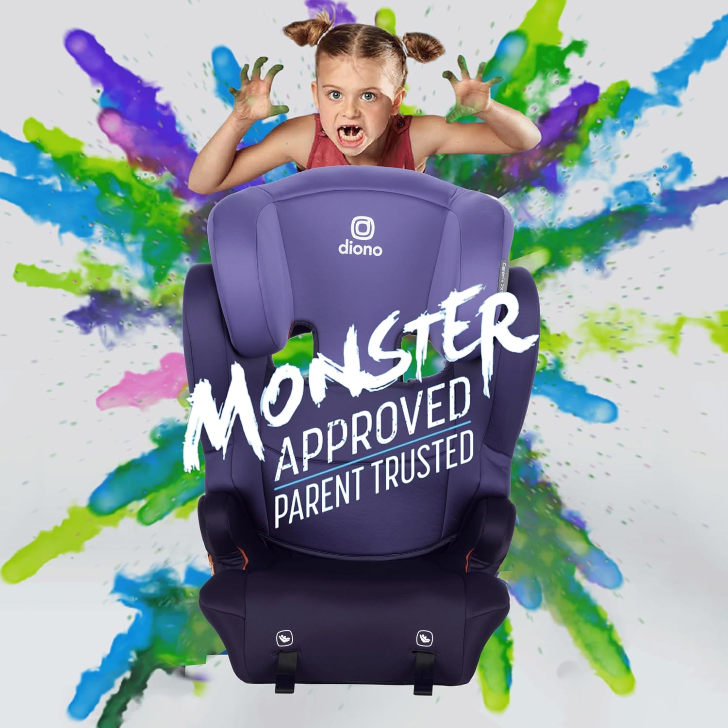 Diono Cambria 2XT XL, Dual Latch Connectors, 2-in-1 Belt Positioning Booster Seat, High-Back to Backless Booster with Space and Room to Grow, 8 Years 1 Booster Seat, Purple Wildberry