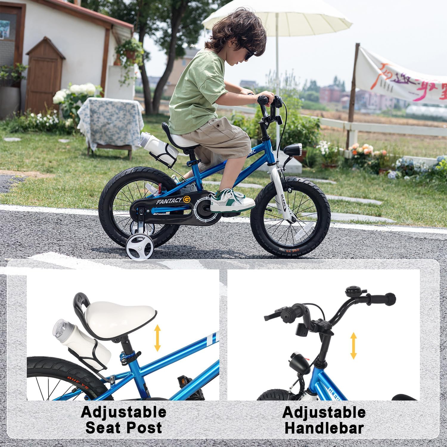 Glerc Fantacy Kids Bike, 12-20 Inch Children Bicycle for 2-13 Years Old Boys Girls, Kids Bicycle with Water Bottle Holder & Headlight & Training Wheels, Multiple Colors