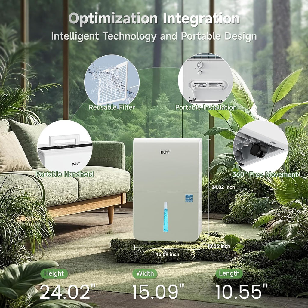 DuraComfort Dehumidifier for Basement Home with Pump,4500 Sq.ft 50 Pints With WiFi