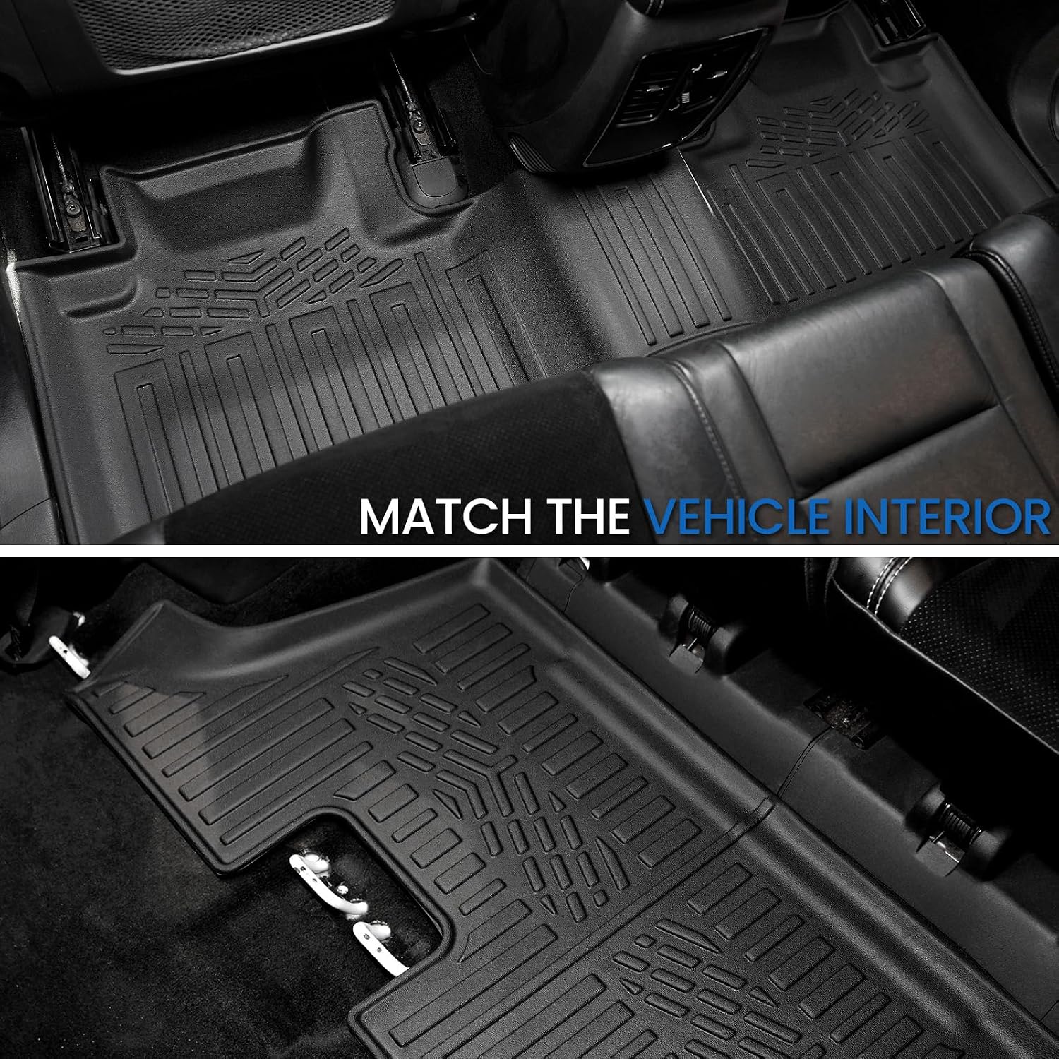 Floor Mats Set for 2016-2026 Dodge Durango (Only for 7 Seats with Bench Seats), All Weather TPE Backrest Mat Trunk Mat Cargo Liner Door Sill Guards Accessories (7 Seats Floor Mats Set)