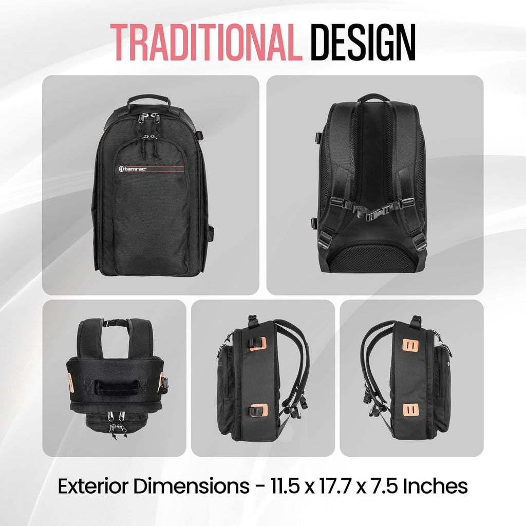 Tamrac Pasadena Camera Backpack for Photographers, DSLR Camera Bag with Laptop Compartment, Professional Photography Backpack, Camera Bag with Tripod Holder System, Travel Camera Carrying Case – Black