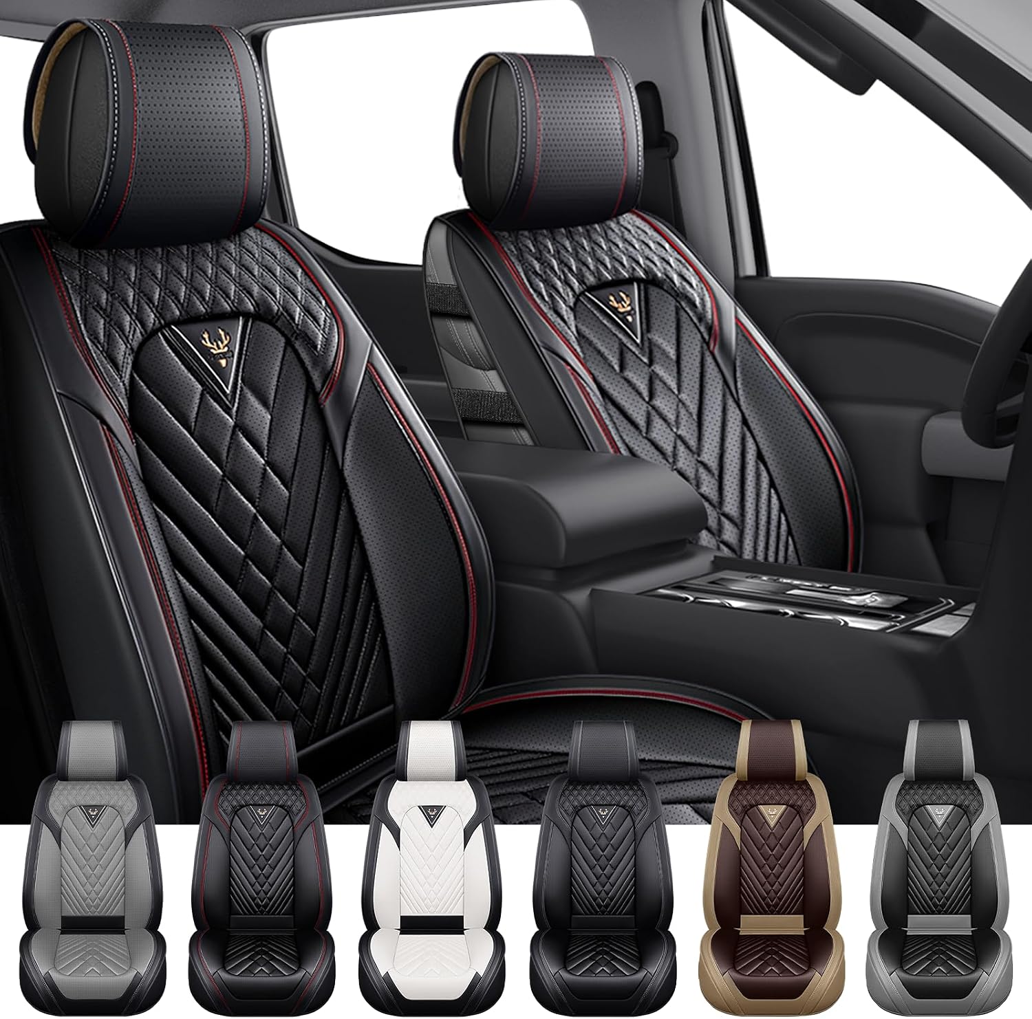 Dodge Ram Truck Seat Covers Custom for 2002-2026 1500 2002-2026 2500/3500 Crew Double Mega Quad Cab Bighorn Laramie Tradesman Classic Front Seat Covers Protectors(Standard 2 Seats/Black Red)