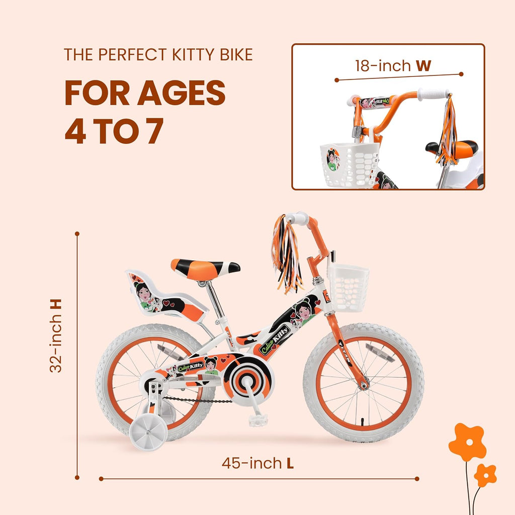 Titan Girls BMX Bike for Kids Ages 4-7, 16-Inch Wheels, 9-Inch Frame, Training Wheels, Toy Seat, Doll Basket, Streamers, First Bike, Princess Bicycle, Gift for Girls | for Kids, Training Wheels, Toy Seat, Doll Basket, Streamers, First Bike