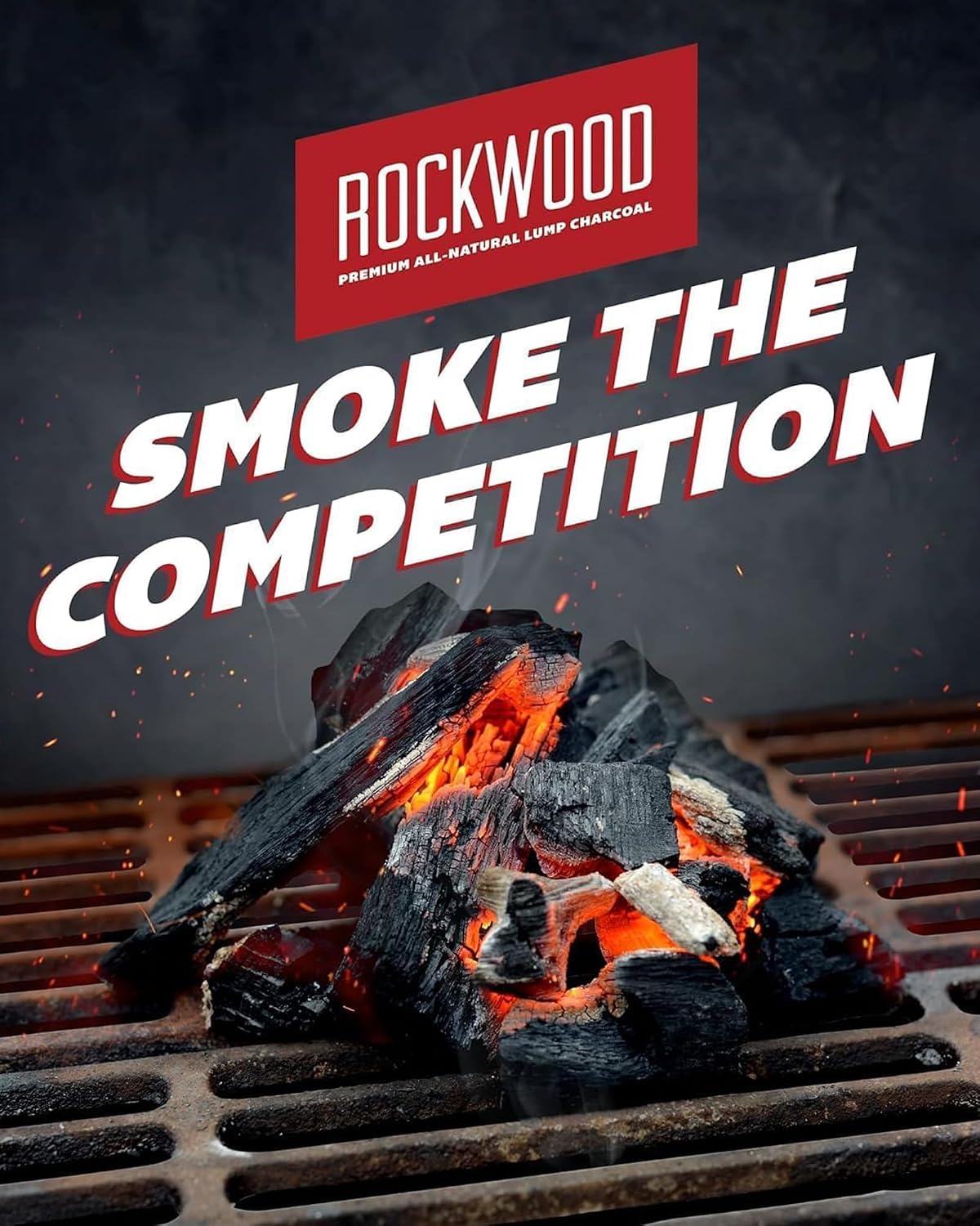 Rockwood Natural Lump Charcoal – Hardwood Lump Charcoal Blend of Oak, Hickory & Cherry for Clean Burn, High-Heat Grilling & Smoky Flavor Barbecue – Ideal for Kettle & Kamado Grills – 20lbs (6 Packs)