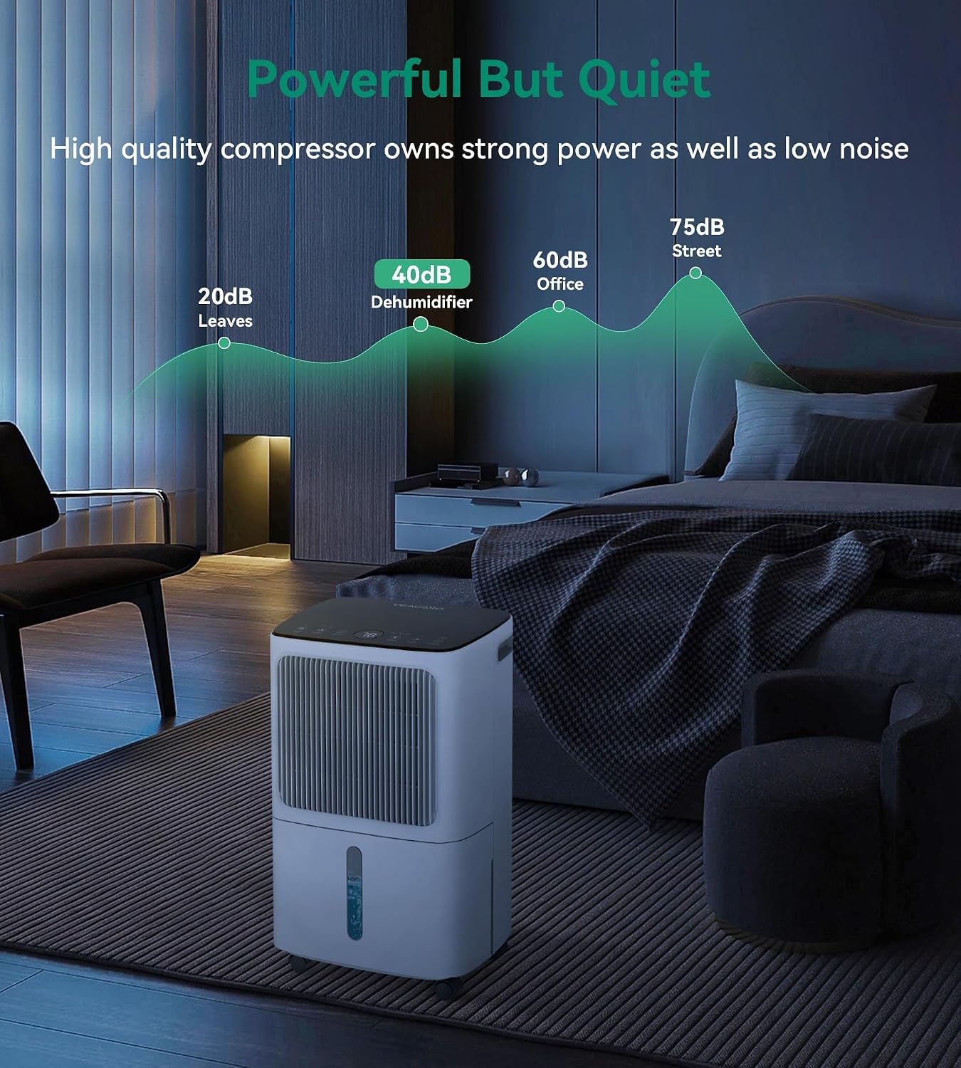 2500 Sq.Ft Dehumidifier for Basement with Drain Hose Max 34 Pints, VEAGASO Dehumidifiers for Home, Large Room, Bathroom, Bedroom, Three Modes, Intelligent Humidity Control, Dry Clothes, 24HR Timer