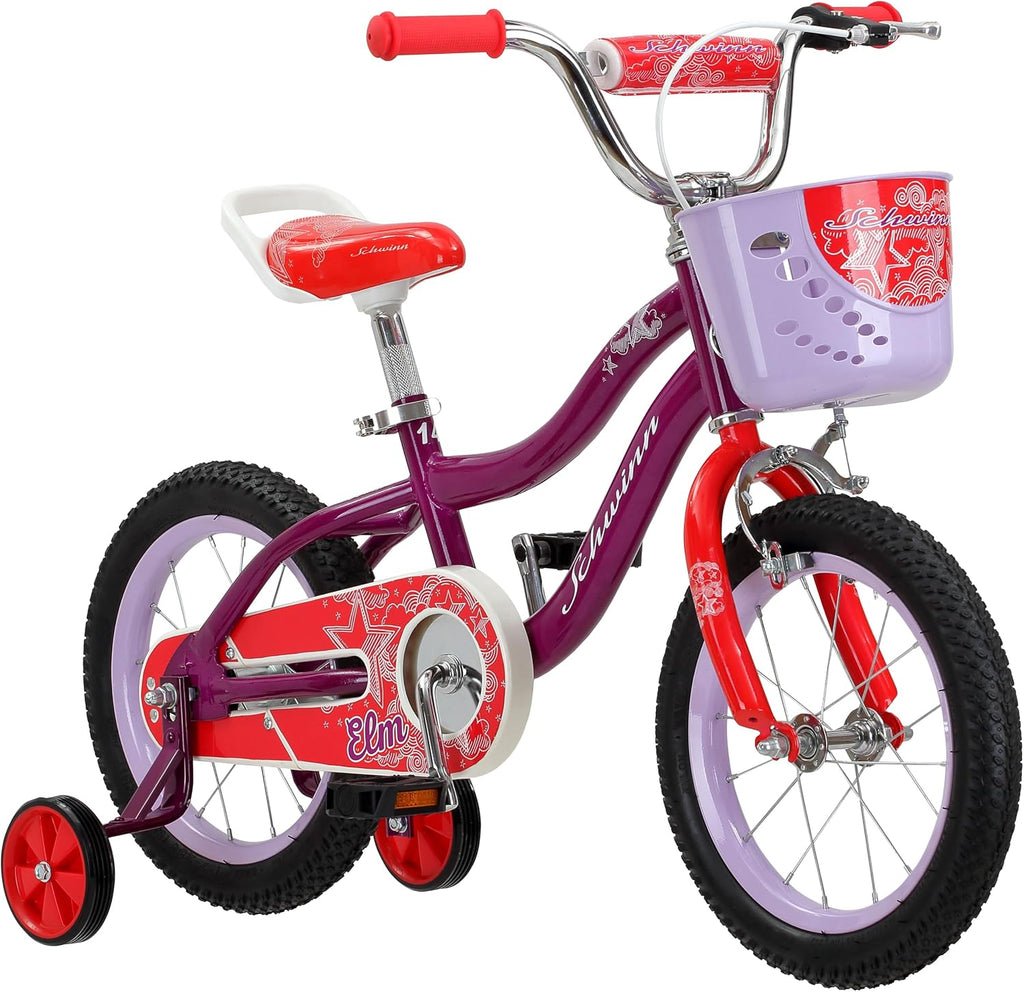 Schwinn Elm Bike, 14 Inch Bike for Kids Ages 3-4, SmartStart Ergonomic Design for Kids, Adjustable Seat Grows with your Child, Rear Coaster Brake and Front Caliper Brake, Training Bicycle