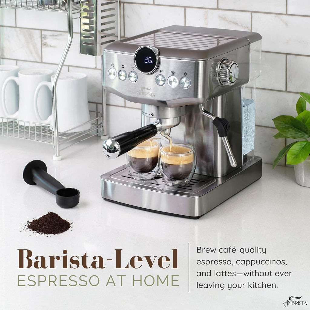 Espresso Machine 20 Bar with Steam Milk Frother | Stainless Steel Espresso Maker with Customizable Brewing Temperature | 60oz Removable Water Tank | Perfect for Cappuccinos, Lattes and More