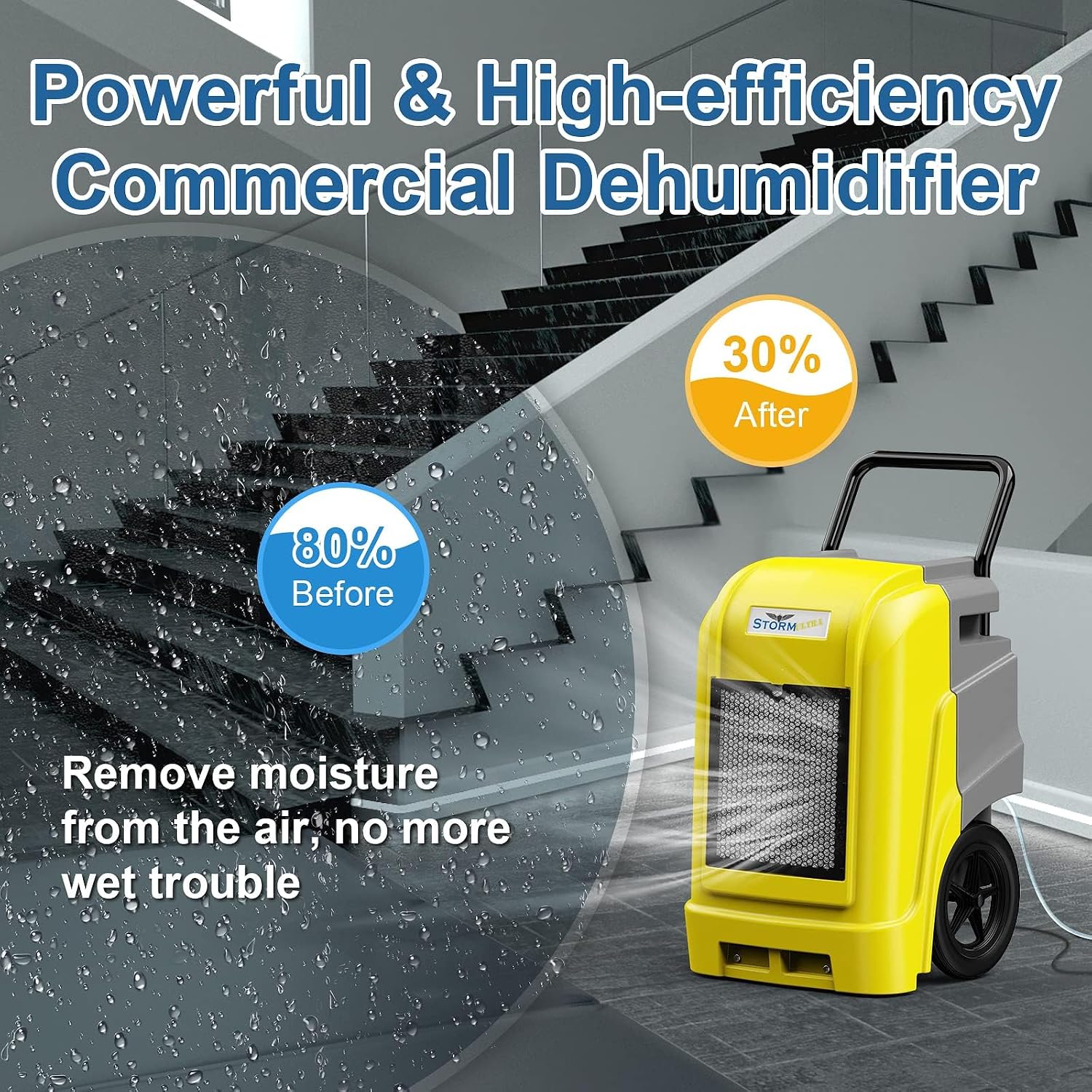 ALORAIR 190 PPD LGR Commercial Dehumidifier with Pump & Drain Hose, Smart APP Control up to 2,600 Sq.Ft Industrial Dehu for Home, Water Damage Restore, Basements, Job Sites, 5 Years Limited Warranty