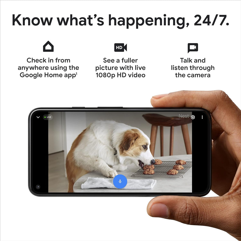 Google Nest Security Cam (Wired) - 2nd Generation - Fog, 1080p, Motion Only