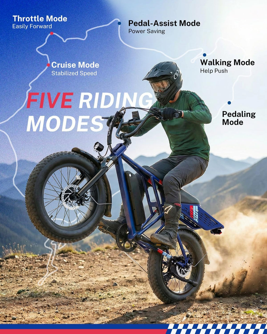 Jasion RetroVolt Electric Bike for Adults, 2000W Peak Motor- 30MPH Electric Dirt Bike, 48V 13AH Battery Mountain EBike, Max 70Miles Electric Motorcycle, 20'' X 4'' Fat Tire All-Terrain E-Bike