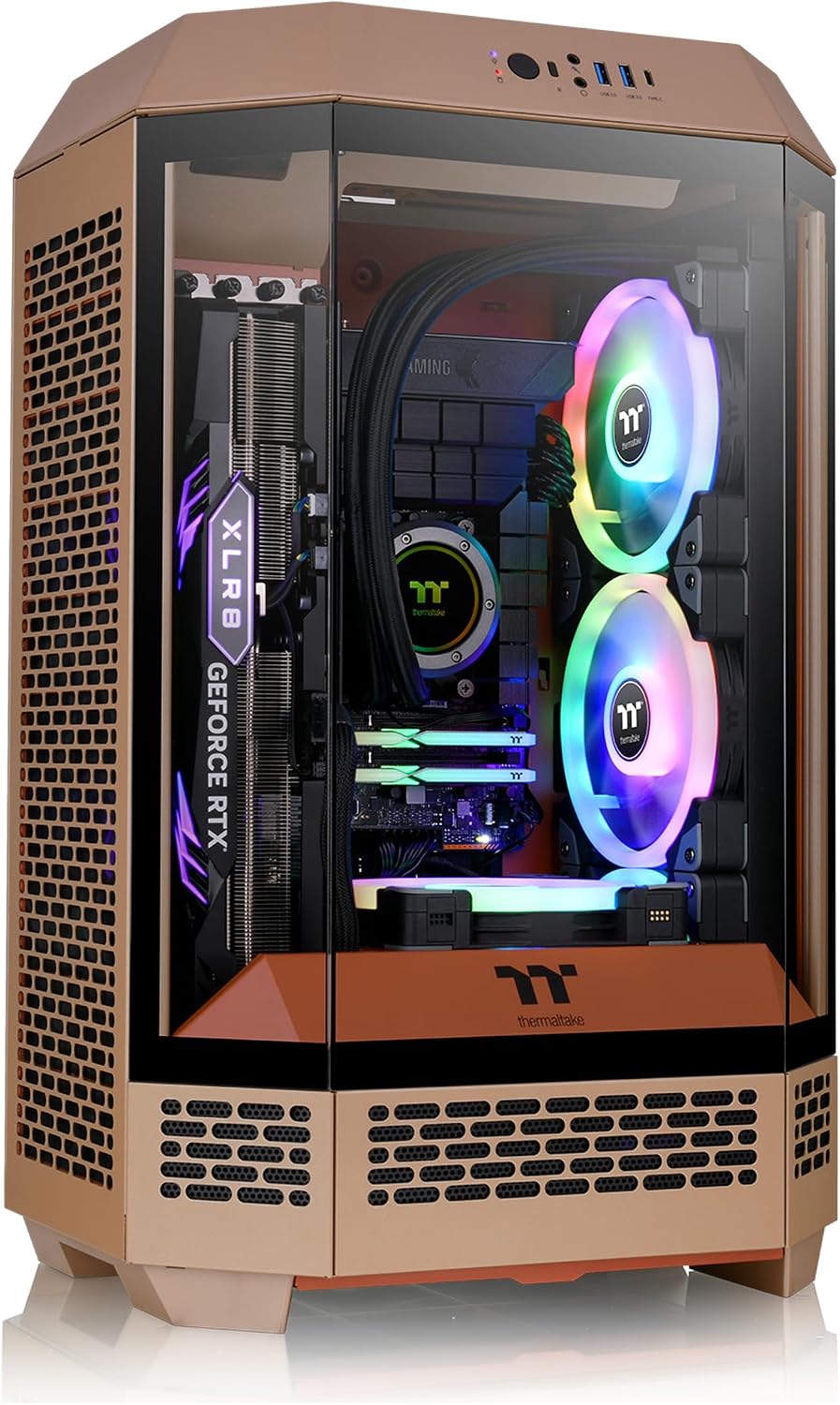 Thermaltake Tower 300 Gravel Sand Micro-ATX Case; 2x140mm CT Fan Included; Support Up to 420mm Radiator; Optional Chassis Stand Kit Allows Horizontal Display; CA-1Y4-00SGWN-00; 3 Year Warranty