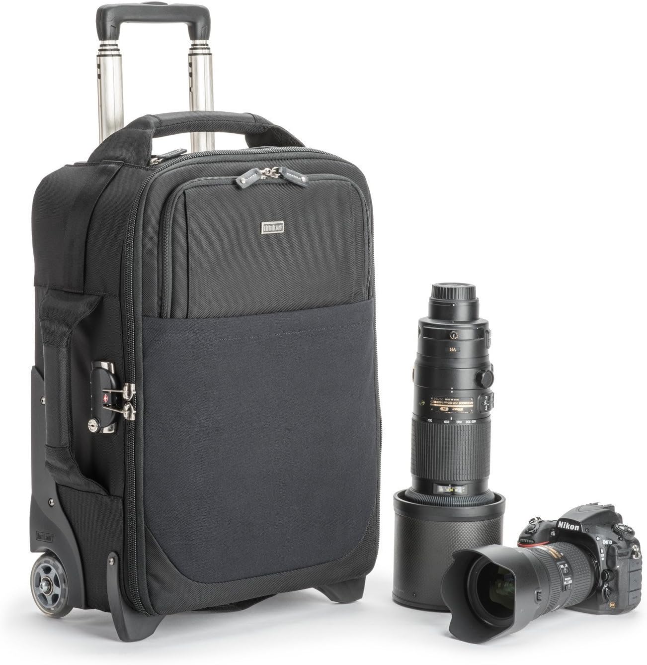 Think Tank Airport International V3.0 2 Wheel Rolling Carry-On Camera Bag, 80mm Quiet Wheels, Retractable Handle, Custom Design Interior Compartments - Black