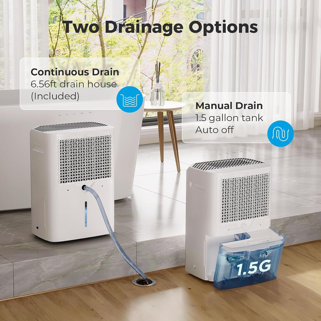Dehumidifier for Basement, App-Controlled Dehumidifiers for Home with 6.56 Feet Drain Hose, 6000 Sq. Ft. Max 100 Pints Large Dehumidifier with Adjustable Humidity Control, Auto Shutoff, Auto Defrost