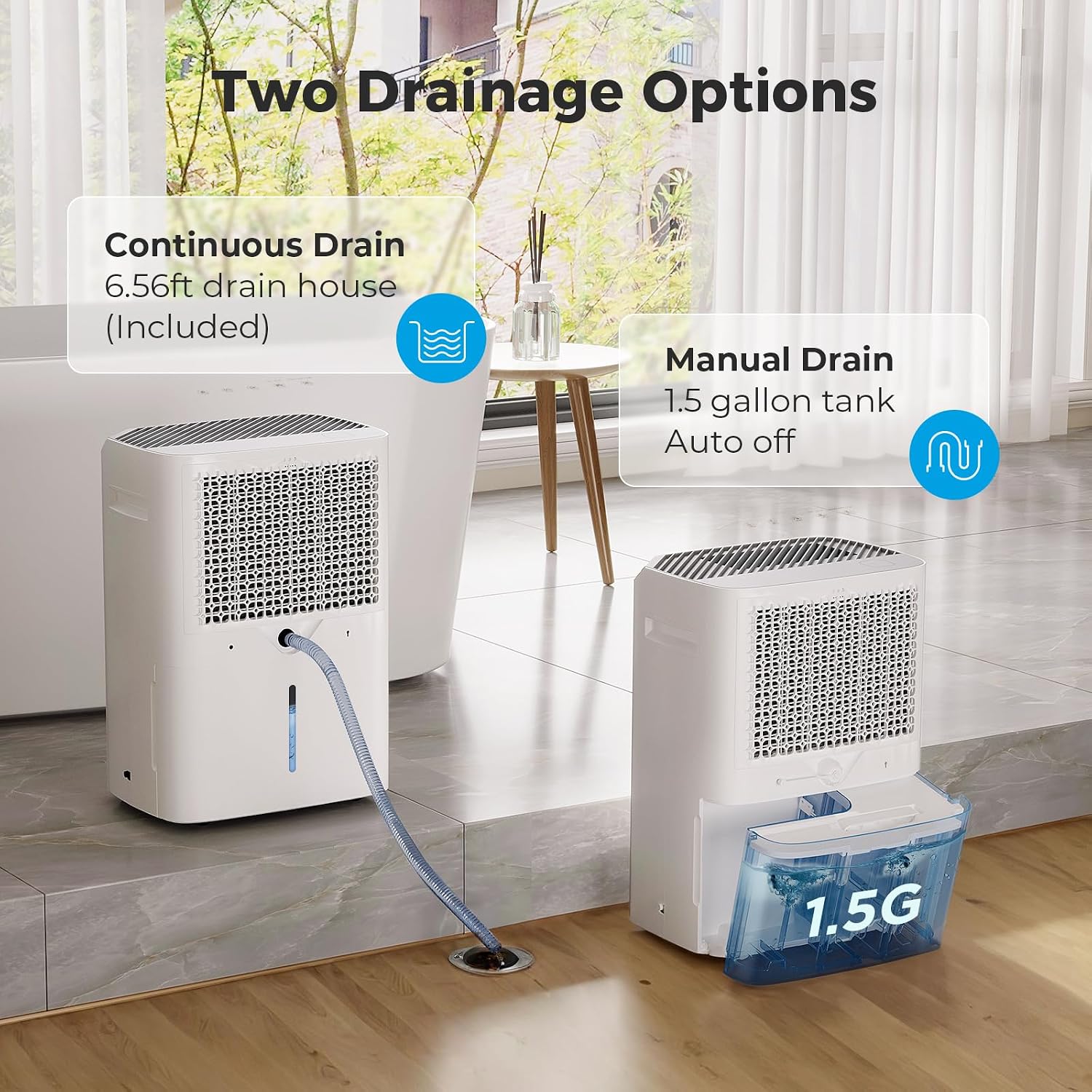 Dehumidifier for Basement, App-Controlled Dehumidifiers for Home with 6.56 Feet Drain Hose, 6000 Sq. Ft. Max 100 Pints Large Dehumidifier with Adjustable Humidity Control, Auto Shutoff, Auto Defrost