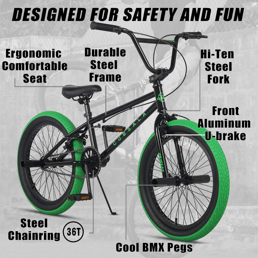 cubsala Freestyle BMX Bike, 18 20 Inch Kids Bicycle for 5-13 Years Old Kids and Beginner Level Rider, Multiple Colors