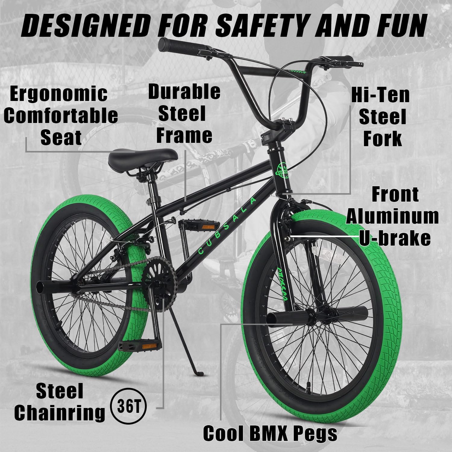cubsala Freestyle BMX Bike, 18 20 Inch Kids Bicycle for 5-13 Years Old Kids and Beginner Level Rider, Multiple Colors