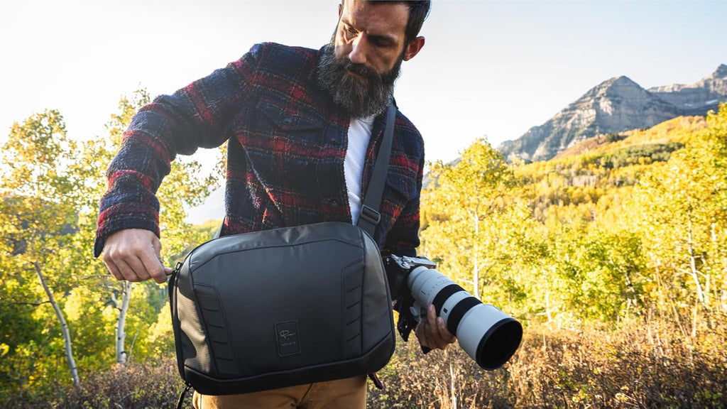 NOMATIC McKinnon Camera Messenger 13L: Versatile Camera Bag for Photographers with Quick Access, Secure Laptop Storage (Fits 14' MacBook), Comfortable Crossbody Design & External Straps for Travel