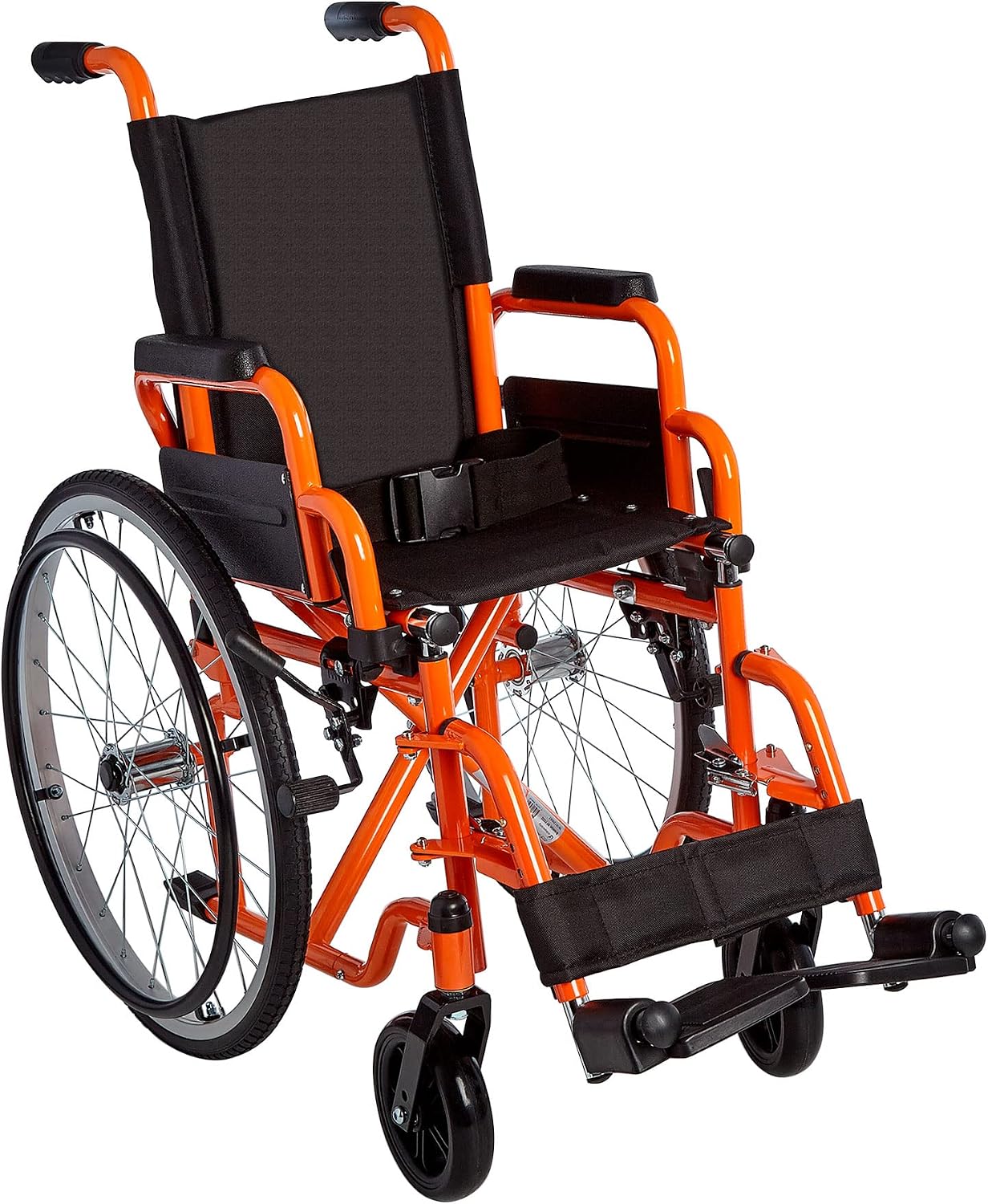 Ziggo 12' Seat Width Pediatric Wheelchair for Kids & Children, Lightweight, Manual Folding Wheelchair w/Safety Belt, Swing-Away Foot Support w/Straps, Desk Length Arm Rests