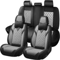 Car Seat Covers for Ford Mustang 2000-2026, Waterproof Nappa Leather Full Set Seat Cover with Headrests, Anti-Slip and Comfortable Automotive Seat Protector&Accessories(Black Gray)