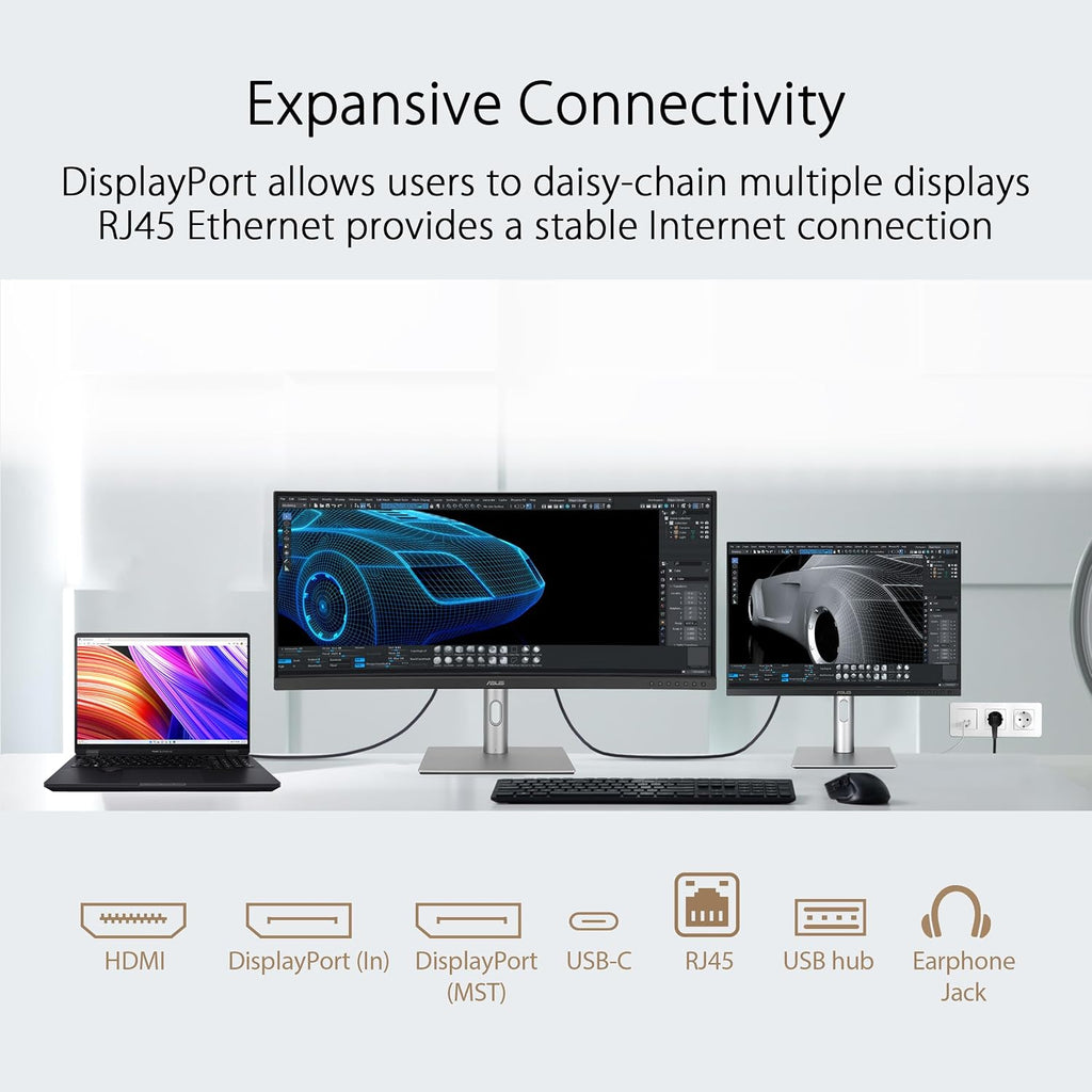 ASUS ProArt Display 34' Ultrawide Curved Professional HDR Monitor (PA34VCNV) - IPS, 21:9 3440 x 1440, 3800R Curve, 100% sRGB/Rec709, ΔE<2, Calman Verified, USB-C Docking PD 96W, RJ45, 3 Year Warranty