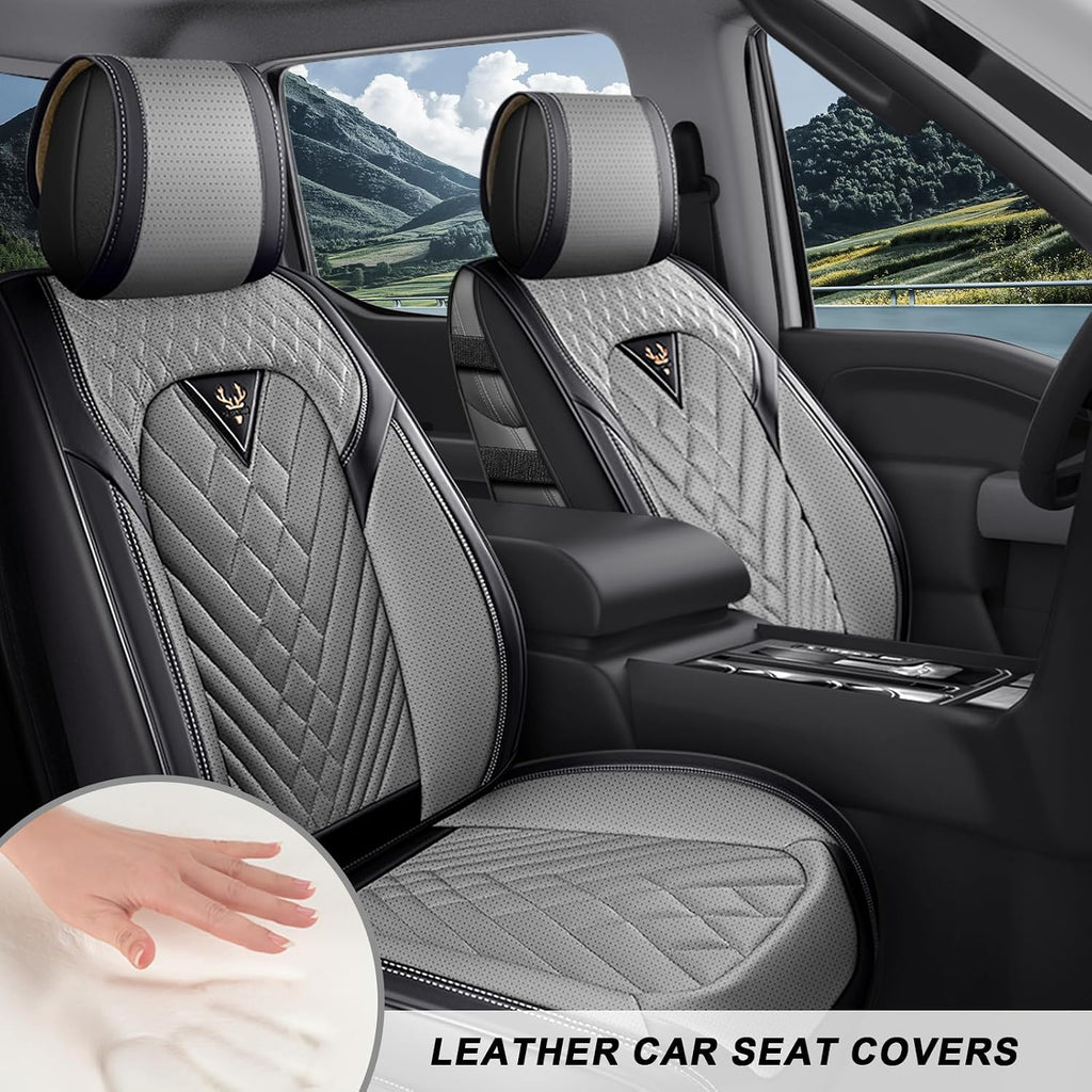 Dodge Ram Truck Seat Covers Custom for 2002-2026 1500 2002-2026 2500/3500 Crew Double Mega Quad Cab Bighorn Laramie Tradesman Classic Full Set Seat Covers Protectors(Standard 5 Seats/Black Gray)