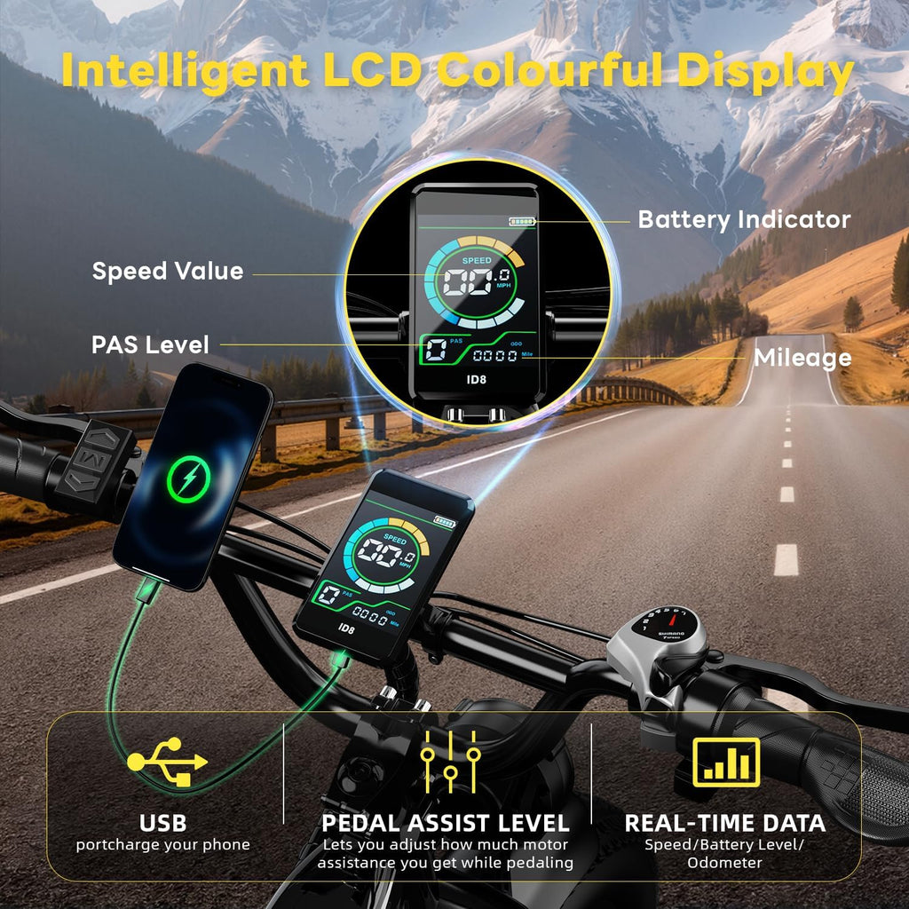 EUYBIKE Electric Bike for Adults 1400W Peak, 48V 20AH(960WH) Removable Battery, 20'x4' Fat Tire Full Suspension 80 Miles Range Step-Thru Hunting Ebike, 7-Speed Dual Brakes Electric Bicycle