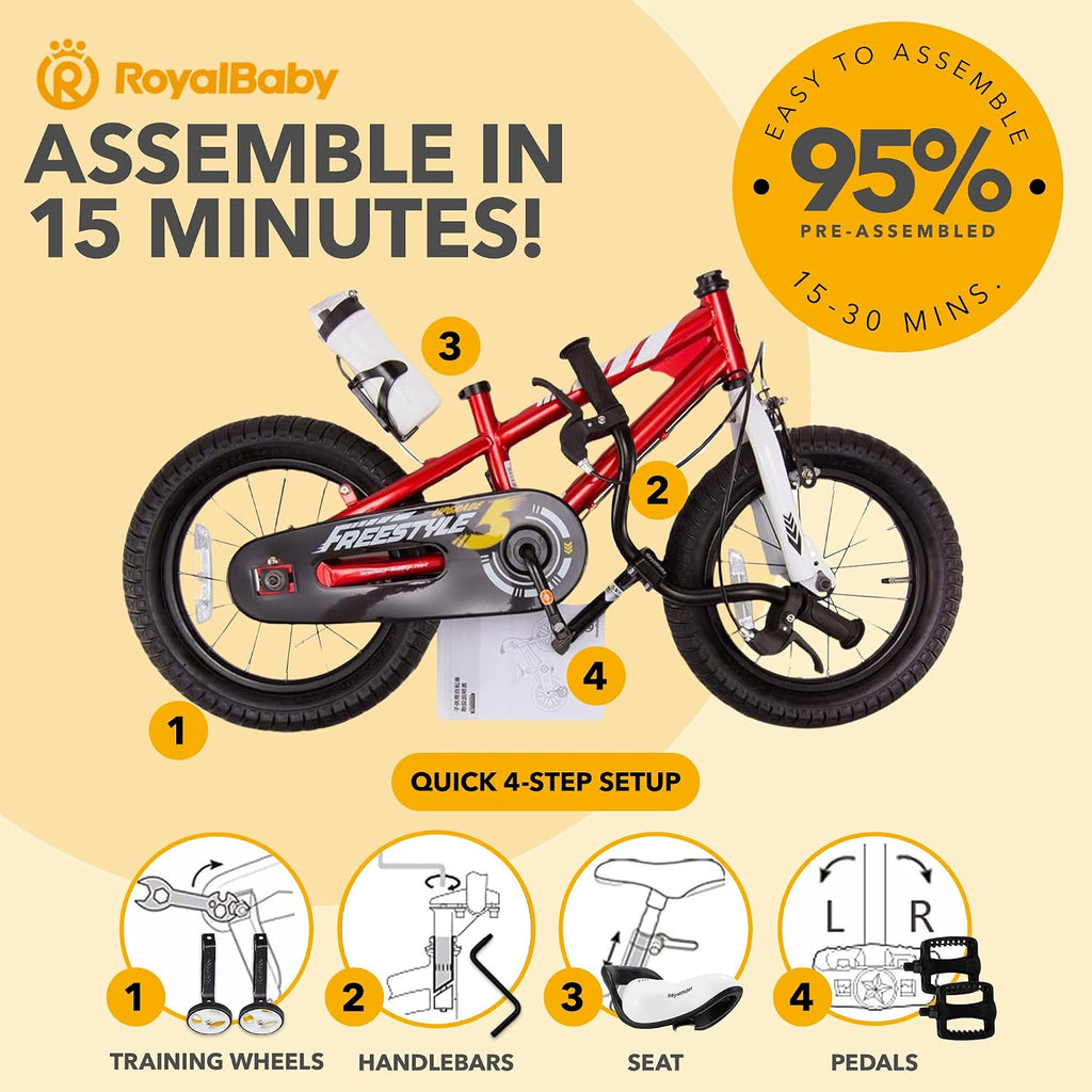 RoyalBaby Kids Bike with Dual Handbrake for Beginners,12 14 16 18 20 Inch Bicycle for Boys & Girls Ages 3-10 Years