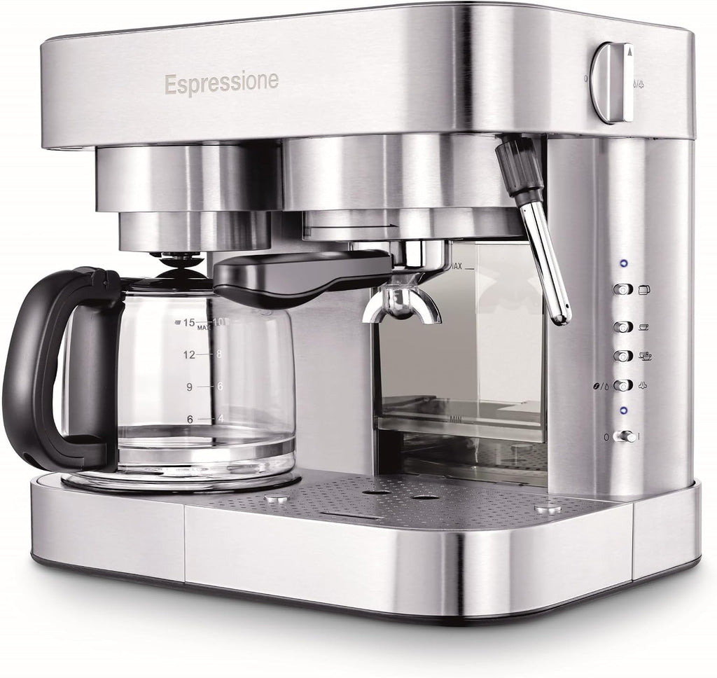 Espressione Combination Stainless Steel Espresso + Coffee Maker, 10 cups