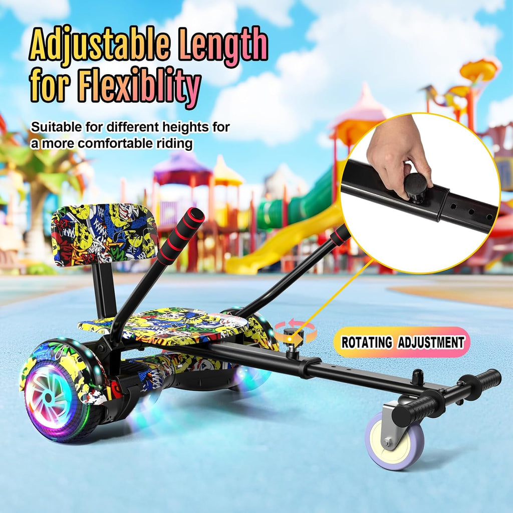 Scooter Seat Attachment, Scooter with Go Kart for Kids Boys Girls Adults, LED Lights, Bluetooth(Include Go-Kart)