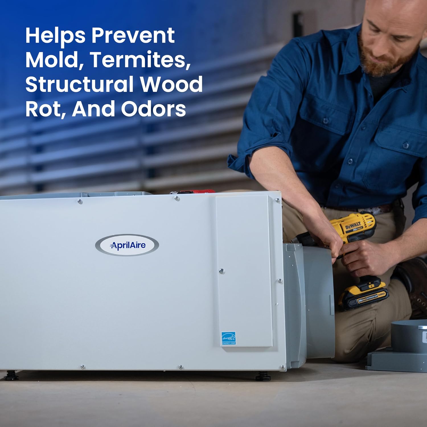 AprilAire E130C Pro 130-Pint Whole-House Dehumidifier with Castors, Energy Star Certified, Commercial-Grade for Basement, Crawlspace, or Whole House up to 7,200 sq. ft.