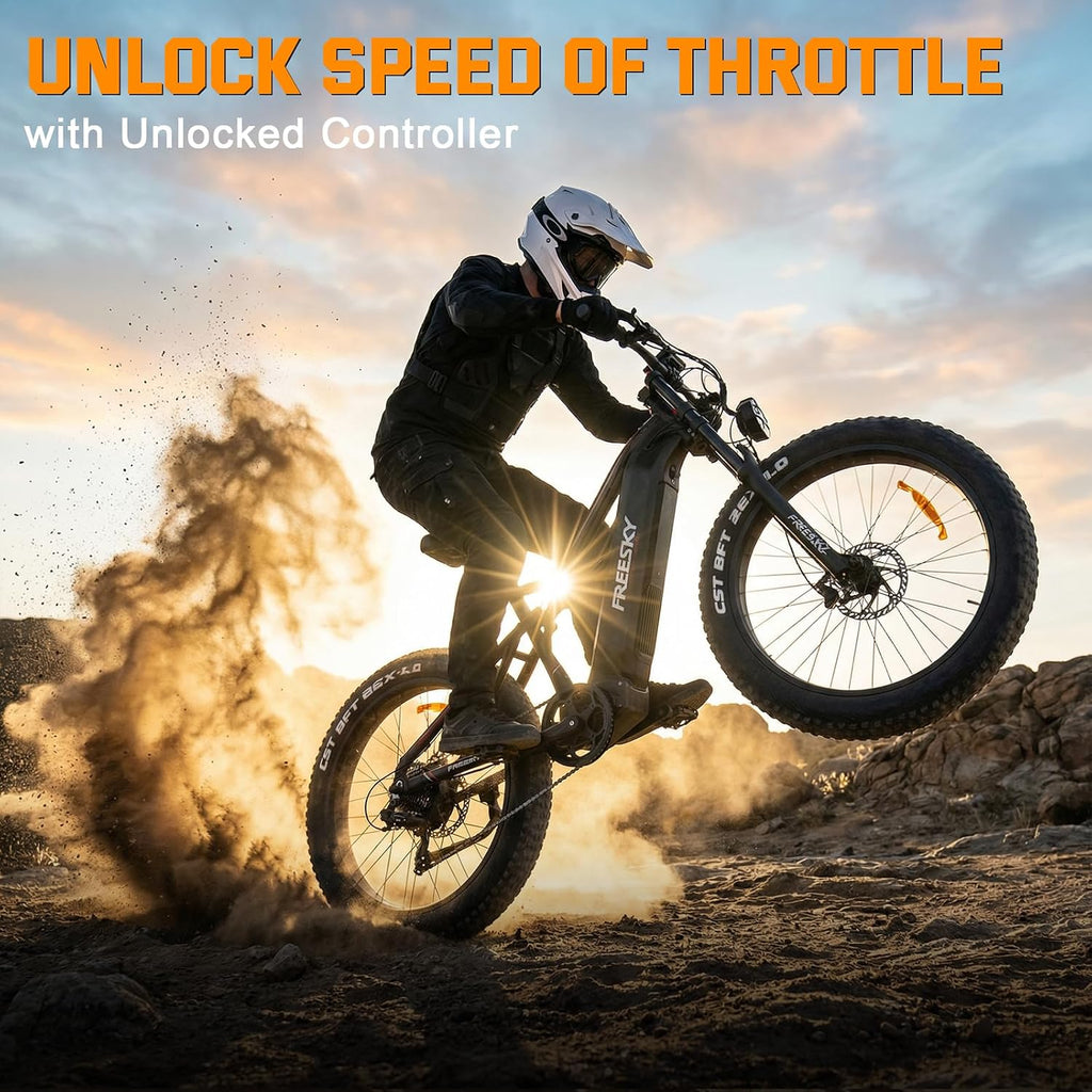 FREESKY 3500W BAFANG Motor Electric Bike for Adults, 48V 35Ah Samsung Cells Battery Ebike 140 Miles, 38+MPH, 26' Fat Tire Dirt All-Terrain Mountain E Bike, Full Suspension, UL 2849 Certified by TÜV