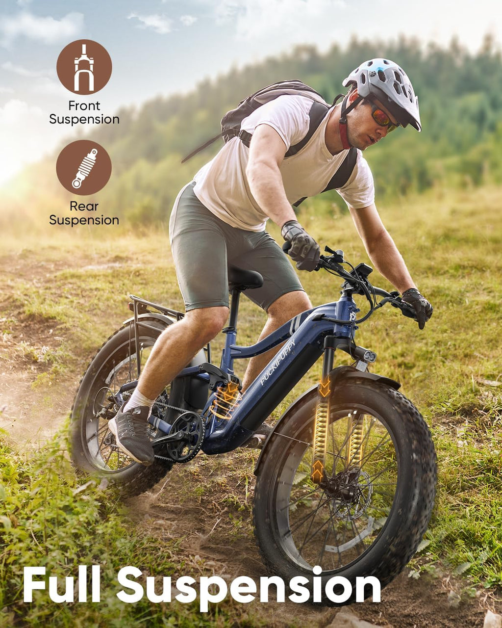 Battery+Luxury Gift Pack Boxer Electric Bike for Adults 960W, 48V 20AH Battery Ebike, Full Suspension 26' Fat Tire E Bike, 28MPH 80Miles Range Mountain Electric Bicycle, 7 Speed Hydraulic Disc Brakes