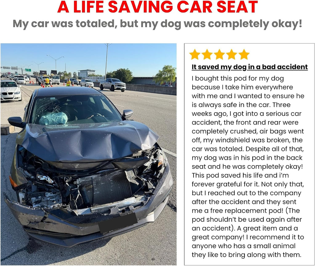 Crash-Tested Portable Small Dog Car Seat & Cat Carrier – CPS Certified for Crash Protection & Safe Pet Travel.