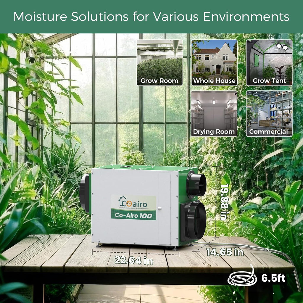 Whole House Dehumidifier, 180 Pint with Fresh Air Function with Controller, Commercial Dehumidifier with Drain Hose Up to 2300 sq. ft. for Grow Tent, Whole House, Commercial, Basement