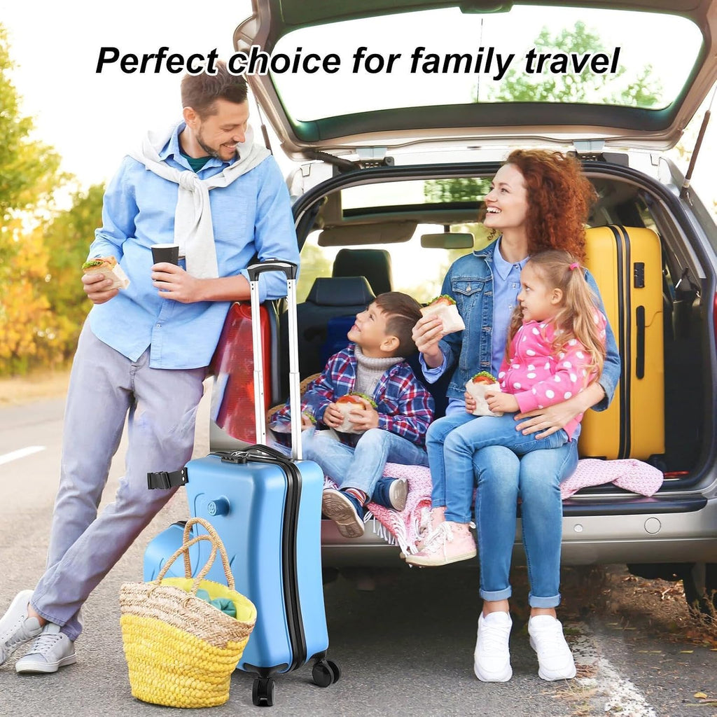 22' Ride on Suitcase for Kids Holds 110 Lbs,with Spinner Wheels,Telescoping Handle,Password Lock and Safety Belt,Rides On Suitcase for Kid Ages 2-4 (Blue)