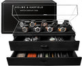 Premium 17 Slot Watch Box for Men - Extra Large Wooden Watch Display Case with Hinged Cover, Leather Lining & 2 Drawers - Watch Holder Organizer Stand - Handcrafted Luxury Birthday Gift for Men